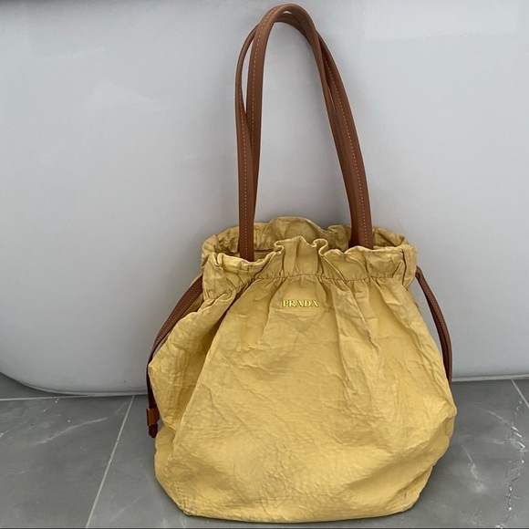 PRADA Yellow Drawstring Napa tote - Picture 2 of 12